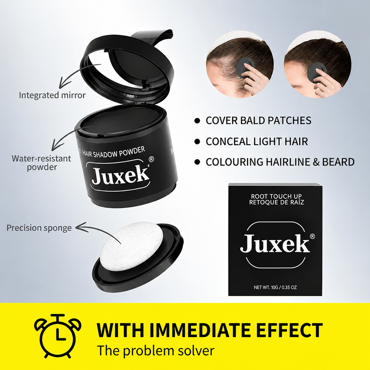 Magnetic Refillable Hair Root Touch Up Powder - Waterproof Gray Coverage & Hairline Concealer ✨