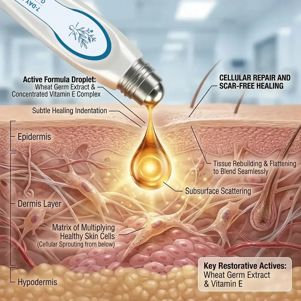 Vitamin E cellular skin repair and scar-free healing